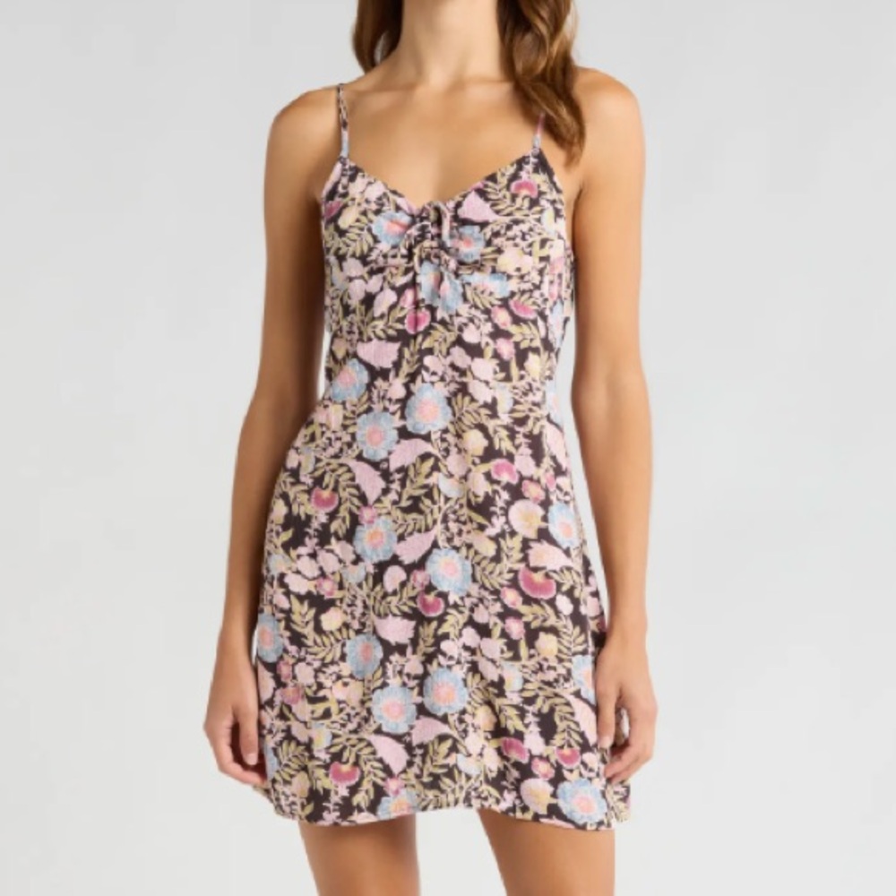 Billabong Floral Mini Dress with Spaghetti Straps Sundress Beach Vacation